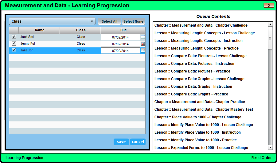 MyQ Learning Progression Student Assignment